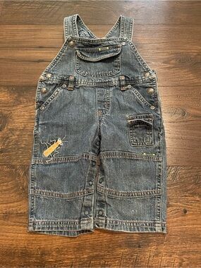 Vintage Koala Kids Denim Overalls with Bug Applique - Blue